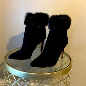 Antonio Melani black rabbit fur boots